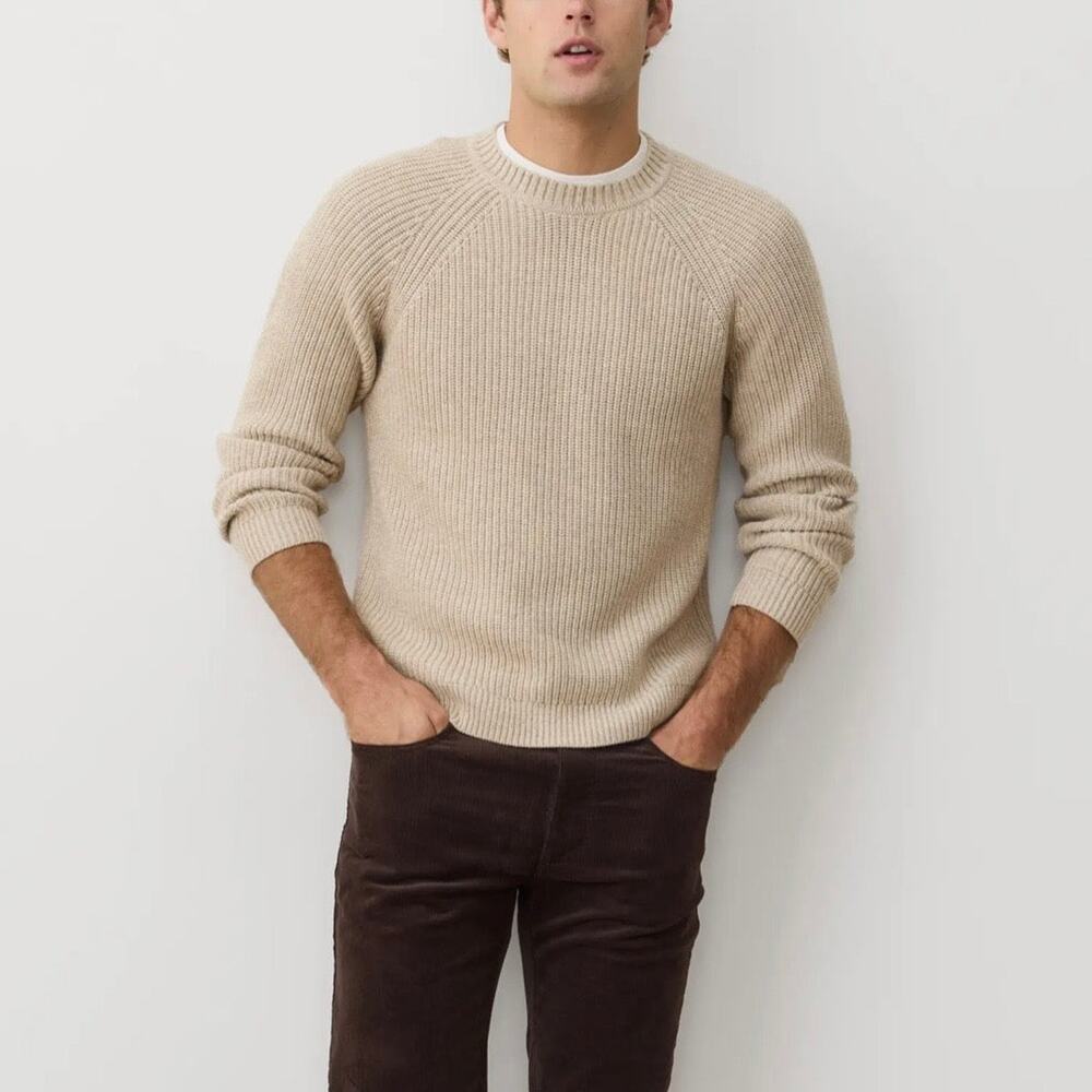 Marine Layer Inverness Crew Oatmeal Sweater Medium NEW Beige Textured Soft Knit